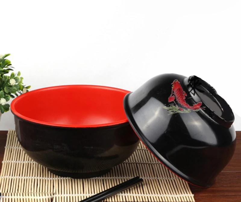 

Hot Sell Instant Noodles/Steamed Rice Soup Bowl Of Korean Style Melamine Tableware In Red And Black
