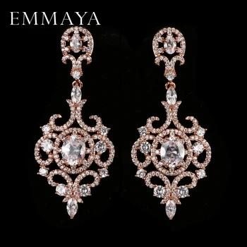 

EMMAYA AAA Cubic Zirconia Bride Earrings Big Large Drop Crystal with Tiny CZ Luxury Bridal Wedding Dangling Earring