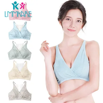 

Cotton Bra for Maternity During pregnancy Deep V Neck Vest Underwear Lace Without Steel Ring Breast-Feeding Bra