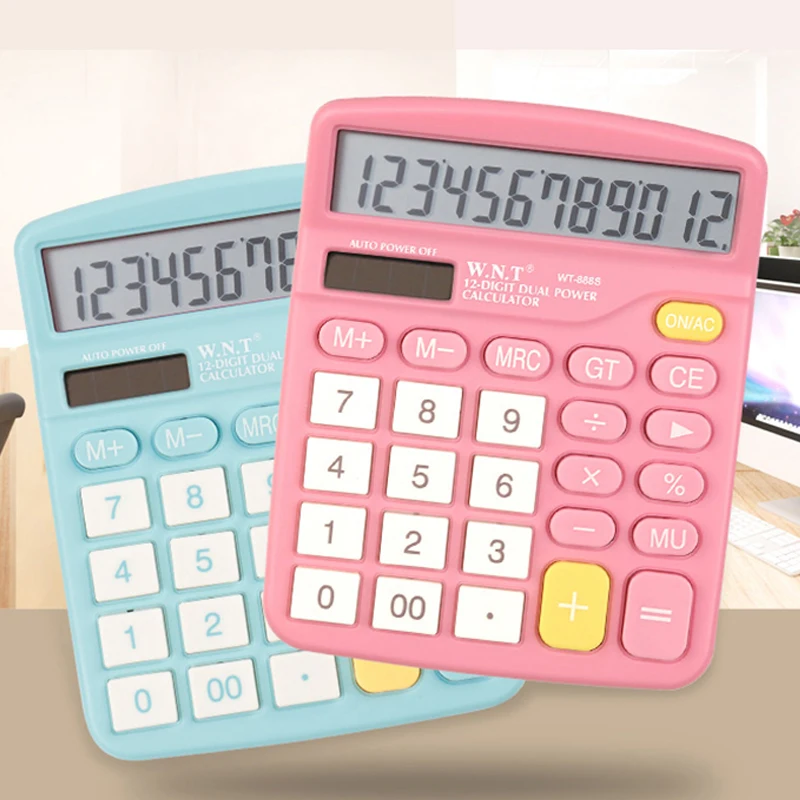 شخصية الوردي حاسبة بالطاقة الشمسية لطيف طالبة مع الإبداعية البسيطة المحمولة حجم المالية المالية الكمبيوتر متعددة الوظائف