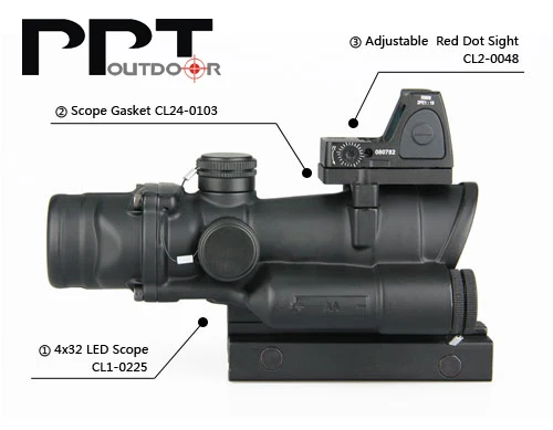 Новое поступление мини рефлекторный красный точечный Прицел ACOG 4x32 светодиодный тактический страйкбол 1-0259