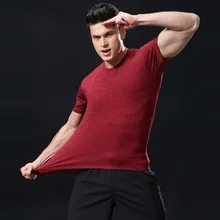 Мужская быстросохнущая Спортивная одежда для бега одежда для фитнеса или бодибилдинга свободная одежда для бега Баскетбол Футбол короткий рукав спортивная футболка