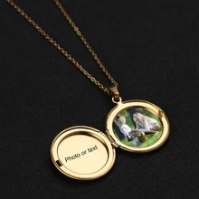 Custom Photo Pendant Necklace Personalized Letter Open Locket Round Necklaces for Women Nameplate Couple Family Mom Gift