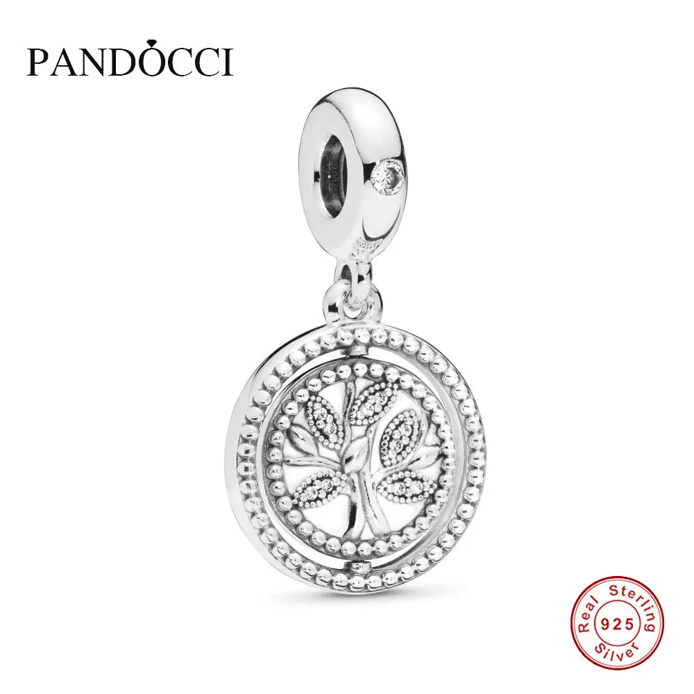 

PANDOCCI Silver 925 Jewelry Spinning Tree of Life Dangle Charm Mother's Day Beads Fits Original Bracelets Sterling Silver Making