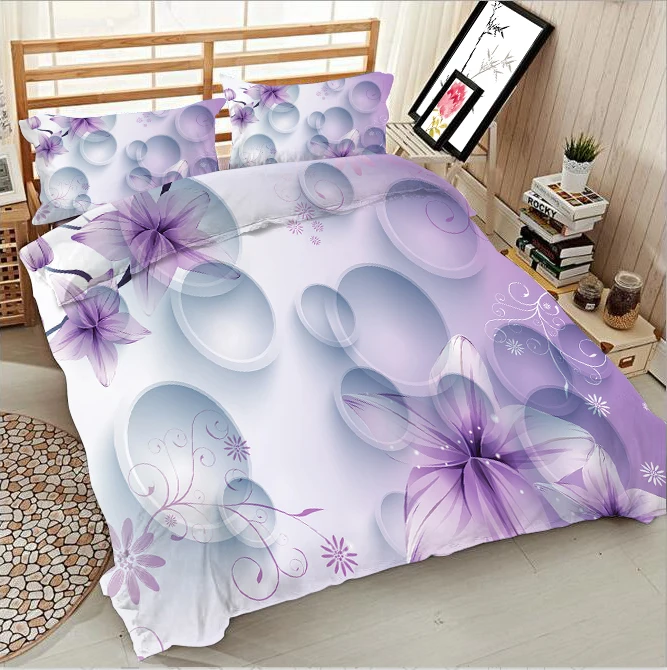 

Light purple series pattern 3d effect photo bed linen can be customized photo pattern