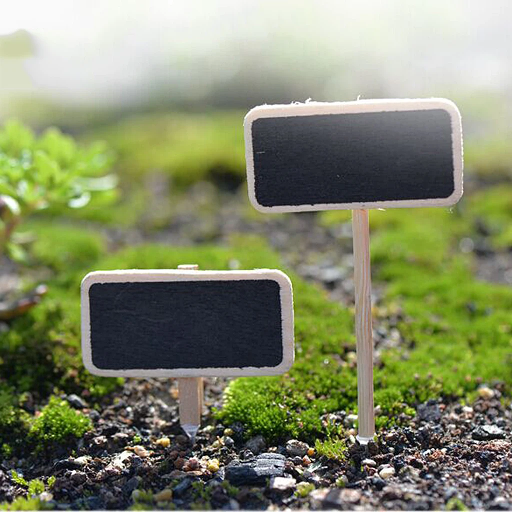 20Pcs Cute Wood Blackboard Fairy Garden Crafts Plant Pot Figurines Bonsai Micro Landscape Decor S+L