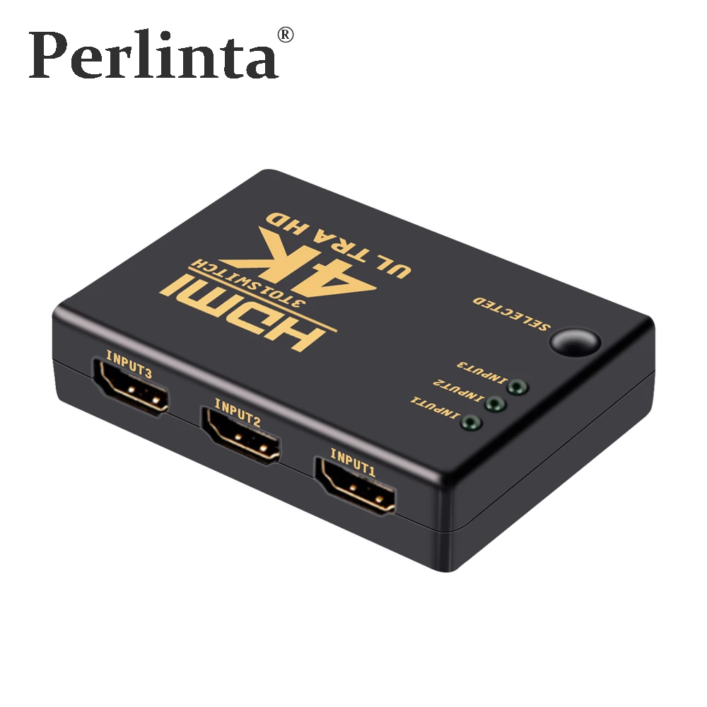 

Perlinta HDMI Switch, 3 Port 4K*2K Switcher Splitter Box Ultra HD for DVD HDTV Xbox PS3 PS4