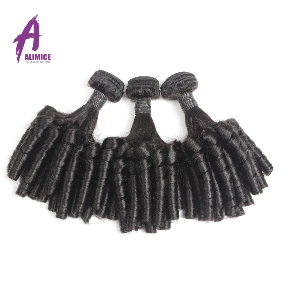 Alimice Brazilian Fummi Curly Hair 3 Bundles Deal Natural Color 12-30inch Hair Weave Bundles 100% Remy Human Hair Extensions (2)