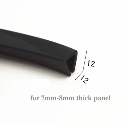 Rubber U Strip Edge Shield Encloser Bound Glass Metal Wood Panel Board Sheet for Cabinet Vehicle Thick 0.5mm- 10mm x 1m Black