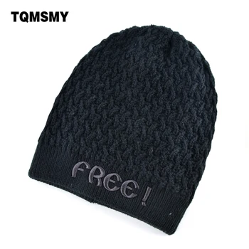 

Warm winter hat men's beanies embroidery letters bone Double layer Hip-hop Cap Knitted wool hats for men caps plus velvet gorros