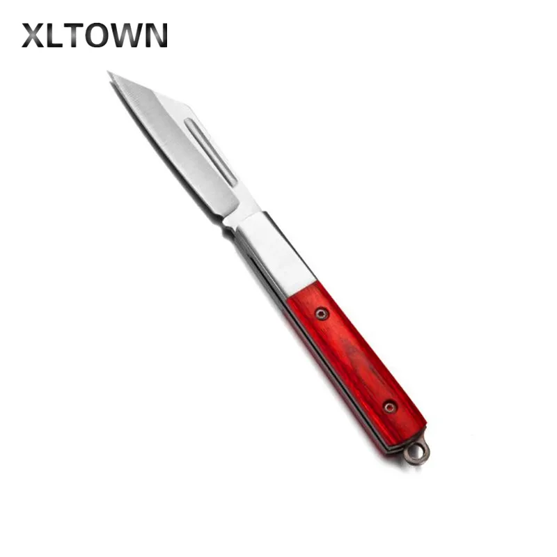 

XLTOWN Fine Fruit Knife Stainless Steel Mahogany Handle Folding Knife Gift Gift Fruit Knife Free Hand tool knife