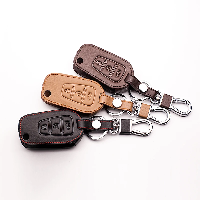 Latest Leather Remote Control Key Cover Case for LiFan X60 Auto Parts 3 Button Folding Keypad