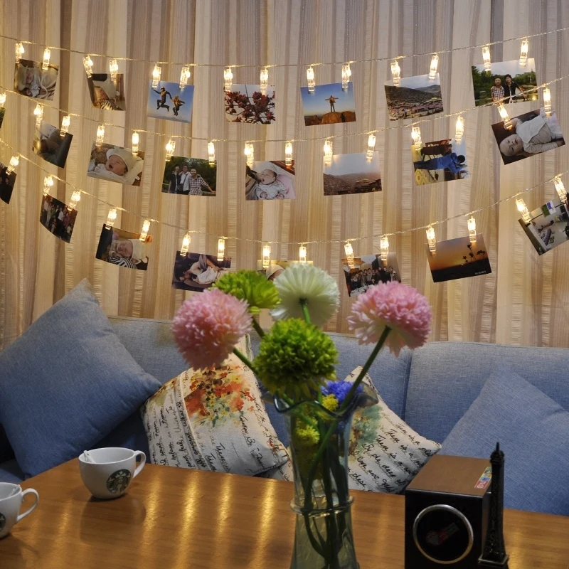 

2M 20 LED Garland Card Photo Clip String Lights for New Year Christmas Festival Party Wedding Lamp Home Decoration led light