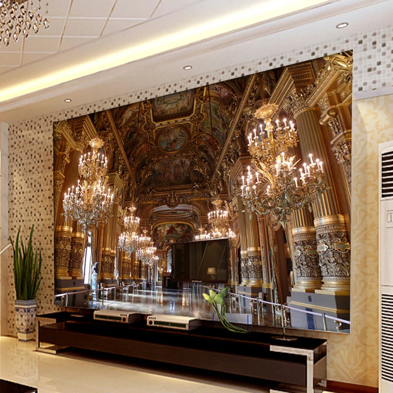 

New can custmozied art wall stickers Fashion big large mural 3d wallpaper Luxury Europe type palace Office sitting room TV wall
