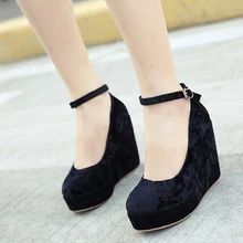 Spring 2017 Sexy High-Heels Women Pumps Suede Buckle Wedges Women’s Singles Shoes