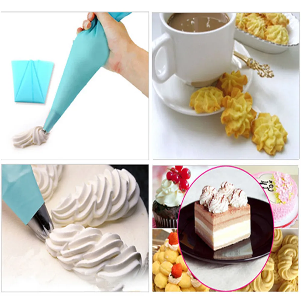 

1pcs Confectionery Bag Silicone Icing Piping Cream Pastry Bag Nozzle DIY Cake Decorating Baking Decorating Tools Dropship