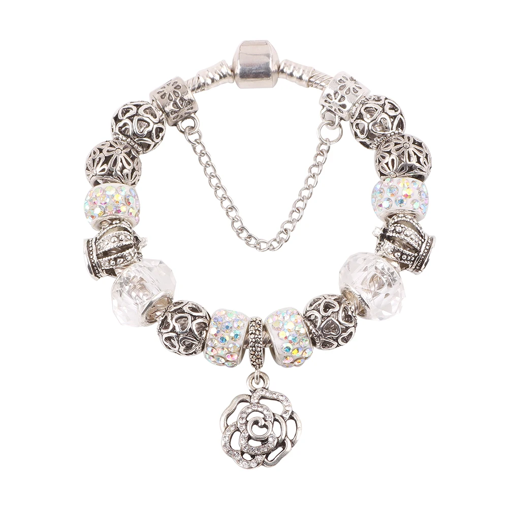 Couqcy подарок Предпочтительная Роза кулон серии DIY подходит для женщин браслет Европейский Шарм ювелирные изделия модный тренд