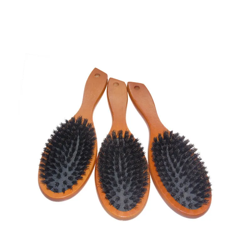 

2019 Natural Boar Bristle Hairbrush Massage Comb Anti-static Hair Scalp Paddle Brush Beech Wooden Handle Hair Brush Styling Tool