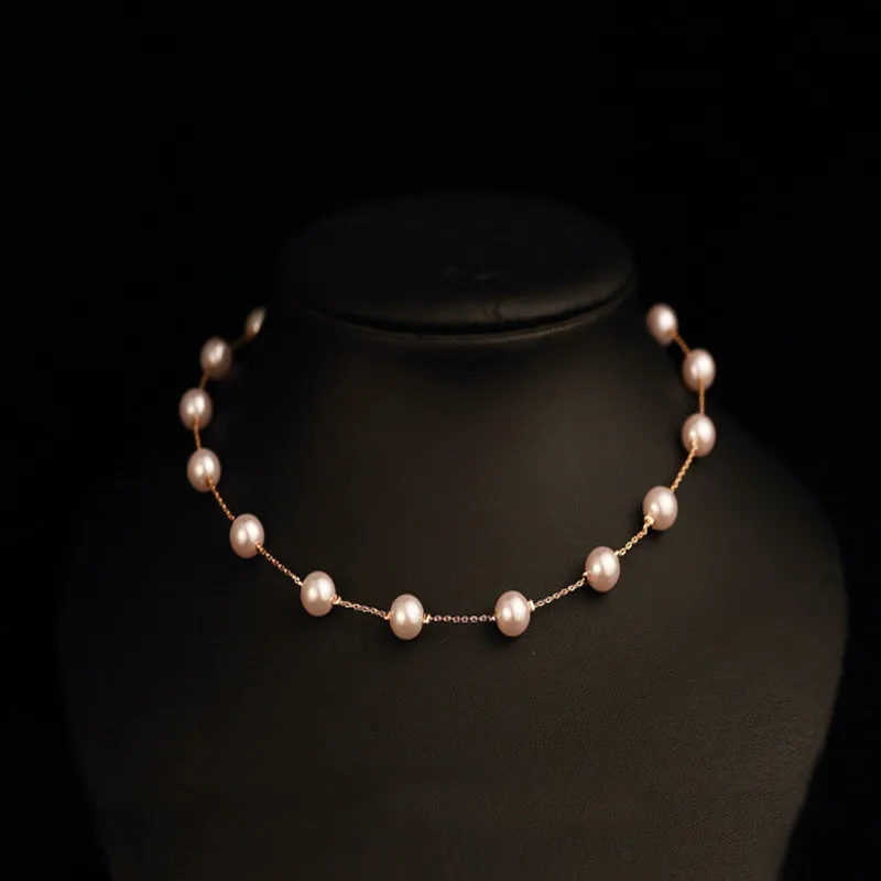 Бренд cnaniya Простые Ювелирные изделия ABS жемчужное короткое ожерелье Kpop золотого цвета Тонкое колье-цепь женское колье perle бижутерия