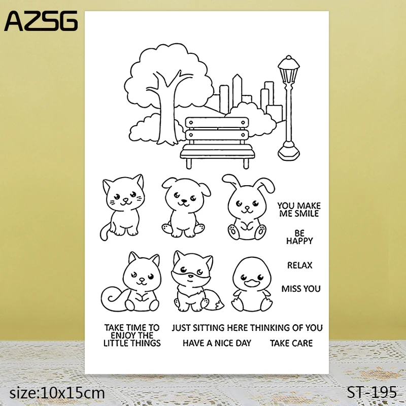 

AZSG Quiet View / Lovely Animals Clear Stamps/Seals For DIY Scrapbooking/Card Making/Album Decorative Silicone Stamp Crafts