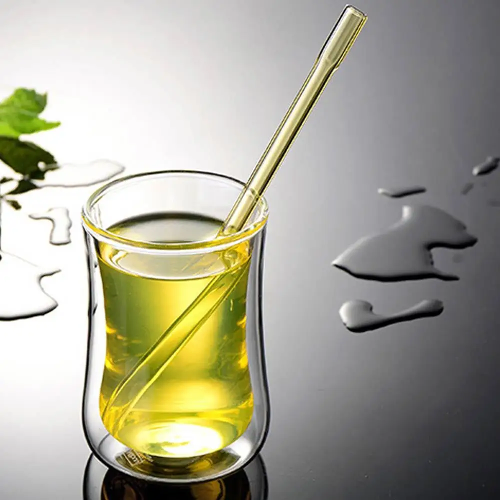 

Reusable Glass Drinking Straw, 8mm Flat Mouth Straight Straw Drinking Eco-friendly Straw for Cold Bevarage Cocktail Coffee