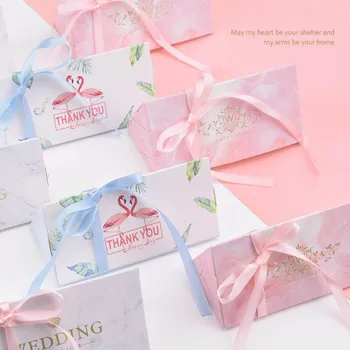 

AVEBIEN 50pcs Marble Chocolate Box for Wedding Favors Flamingo Party Decoration Candy Box for Birthday Party Supplies Gift Boxes