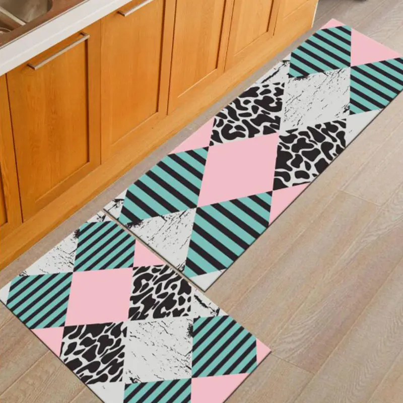 Мультипликационный узор квадратные кухонные влагопоглощающие коврики и маслостойкие коврики для дома, спальни, ванной пола Crpets - Цвет: Pattern 01