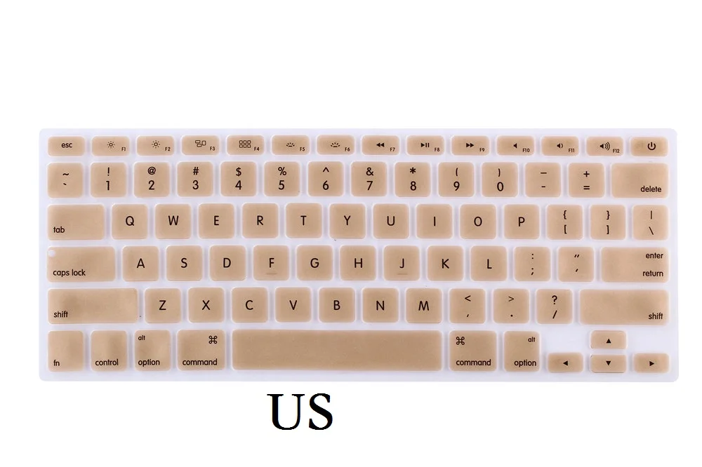 ЕС США для Macbook Pro 13 15 клавиатура с ретиной крышкой A1502 A1398 английская буква Обложка для Macbook retina 13 15 клавиатура пленка кожа - Цвет: US Gold