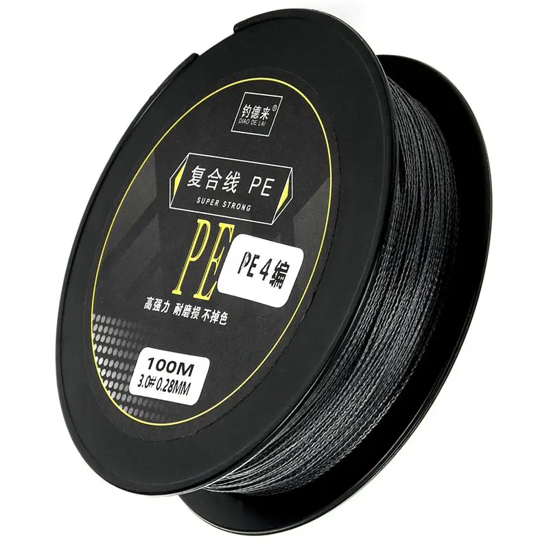 DIAO DE LAI Dark gray Vigorously horse fishing line 4 series 100 meters PE braided line bitediameter: 0.286mm Rally: 18.2kg DIAO DE LAI Dark gray Vigorously horse fishing line 4 series 100 meters PE braided line bitediameter: 0.286mm Rally: 18.2kg