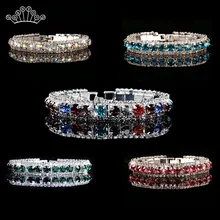 Роскошные браслет с разноцветными кристаллами для свадьбы браслет горный хрусталь Шарм для женщин браслеты ювелирные изделия Pulseira Feminina