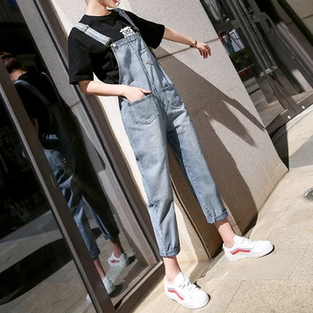 

2020 sexy denim jumpsuit women romper long sleeve belt black white jeans jumpsuit female streetwear overalls