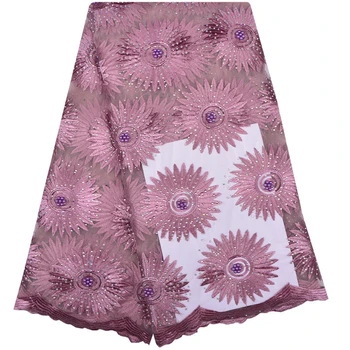 

2018 Latest Nigeria Net Lace Fabric Embroidered Mesh African French Tulle Lace Fabric For Women Evening Party A1166