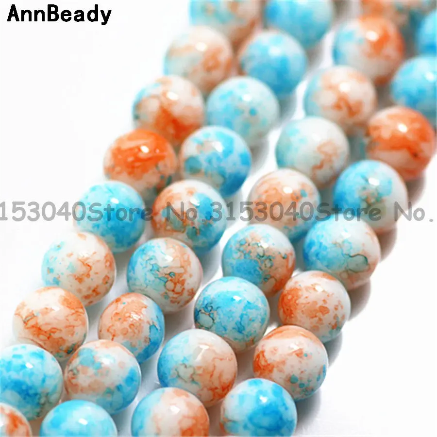 

New Arrival 50Pcs Blue-Orange Pattern Color 6mm Round Spacer Austria Crystal beads DIY Jewelry Making Crafts Glass Loose Beads