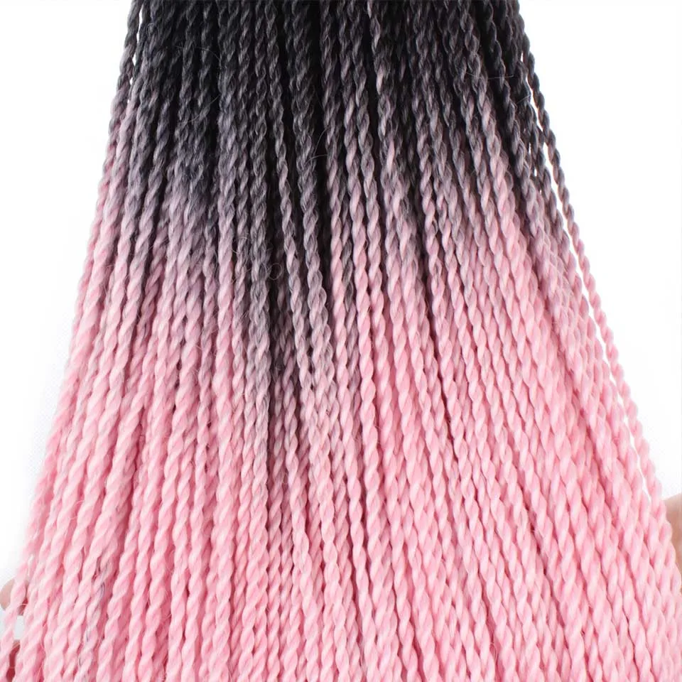 Xtrend Synthetic Ombre Senegalese Twist Hair Crochet Braids 30 Roots Per Pack Crotchet Braiding Hair 24 inch 10 packs