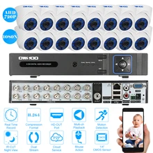 Owsoo 1080n DVR 16ch 720 P AHD купольную обнаружения движения Ночное видение CCTV Камера безопасности Камера Системы наблюдения Наборы