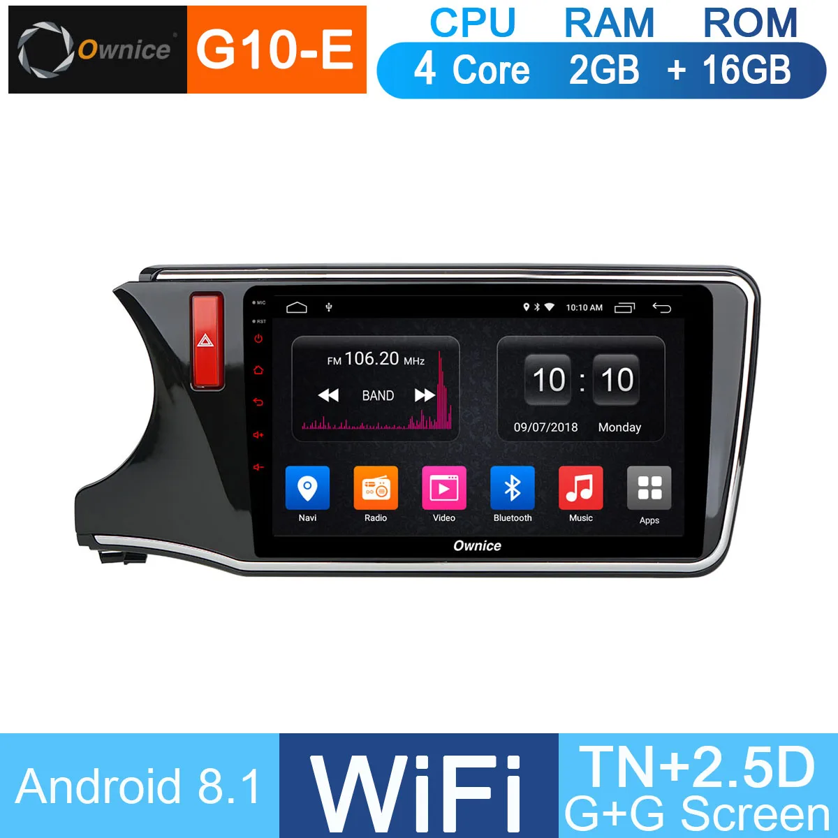 10," ips Android 8,1 Восьмиядерный 4G ram+ 32G rom автомобильный dvd-плеер Радио стерео для Honda City DSP CarPlay - Цвет: G10-E AT