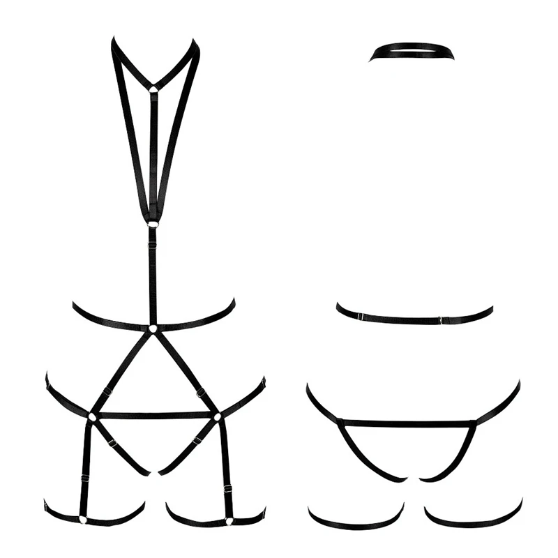 Лямочный предохранительный пояс сексуальный комплект нижнего белья для связывания Черный Холтер Эластичный регулируемый женский жгут