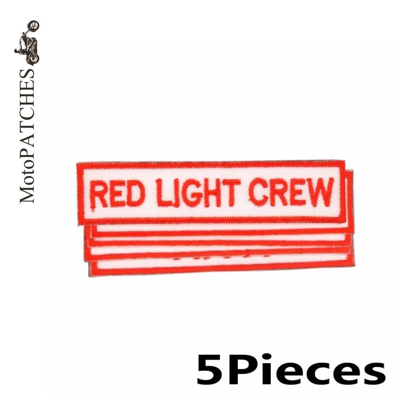 Motopatches 5pieces/lot Red Light Crew Front Patches Custom Embroidery