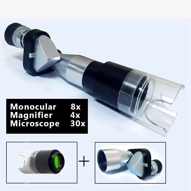 NEW Mini 8X20 Silver Metal Pocket Monocular Eyepiece with 4X Magnifier 30X Microscope Fully Coated for Hiking Climbing Travel NEW Mini 8X20 Silver Metal Pocket Monocular Eyepiece with 4X Magnifier 30X Microscope Fully Coated for Hiking Climbing Travel