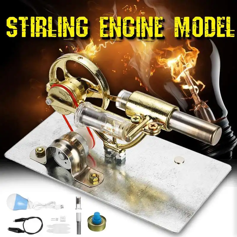 

Mini Double-cylinder DIY Stirling Engine External Combustion Engine School Demonstration Early Learning Education Toys For Kids