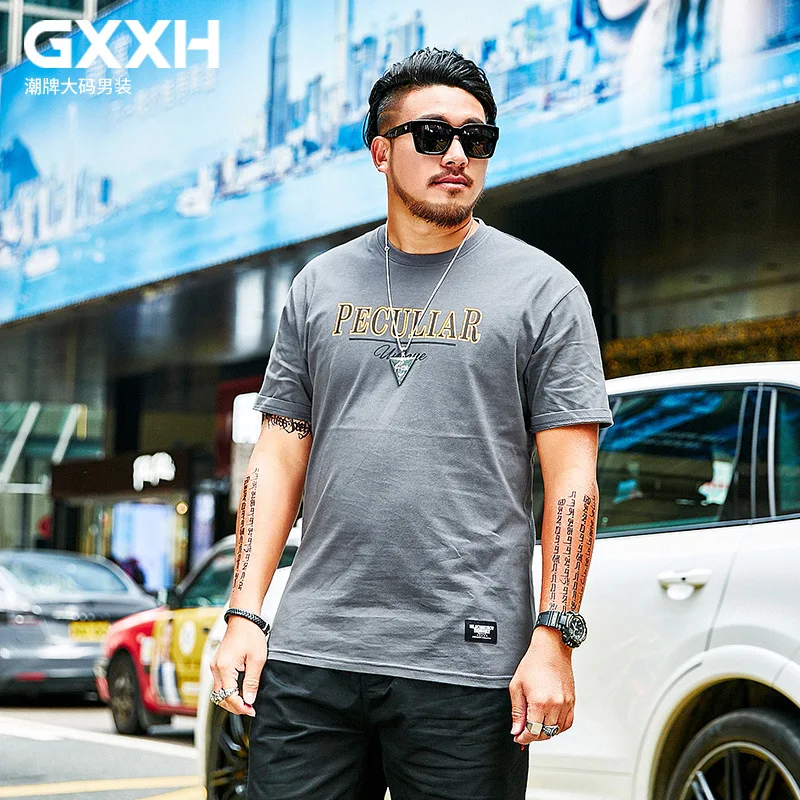 GXXH Mens T Shirt Plus Size XXL 7XL 80 140KG Font Back Letter Printed