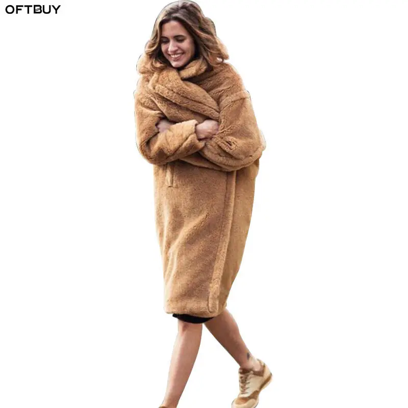 

OFTBUY 2019 real fur coat natural Merino Sheep Fur winter jacket women thick warm long loose oversize Double-faced Fur outwear