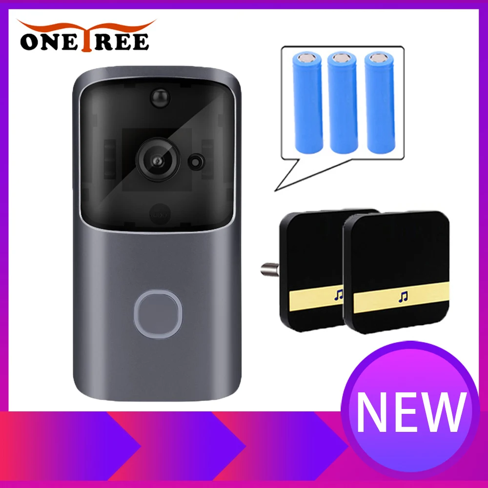 

Onetree Smart WiFi Video Doorbell Security Camera Phone Two-Way Audio Night Vision Wireless Door Bell Intercom Video Doorbell