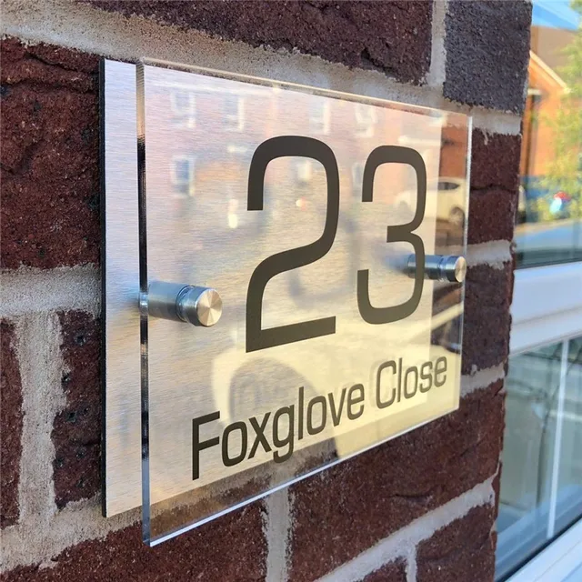 Customized Transparent Acrylic Plaques House Sign Door Number Plates with Aluminum Composite Plastic Panel 3