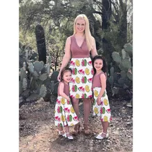 Summer Dress Mommy And Me Clothes HOT Family Dress Mother and Daughter Matching Girls Outfits Clothes Dresses O-neck Sleeveless family matching clothes brand european owl cartoon mommy girls princess chiffon children dress party mother and daughter dresses