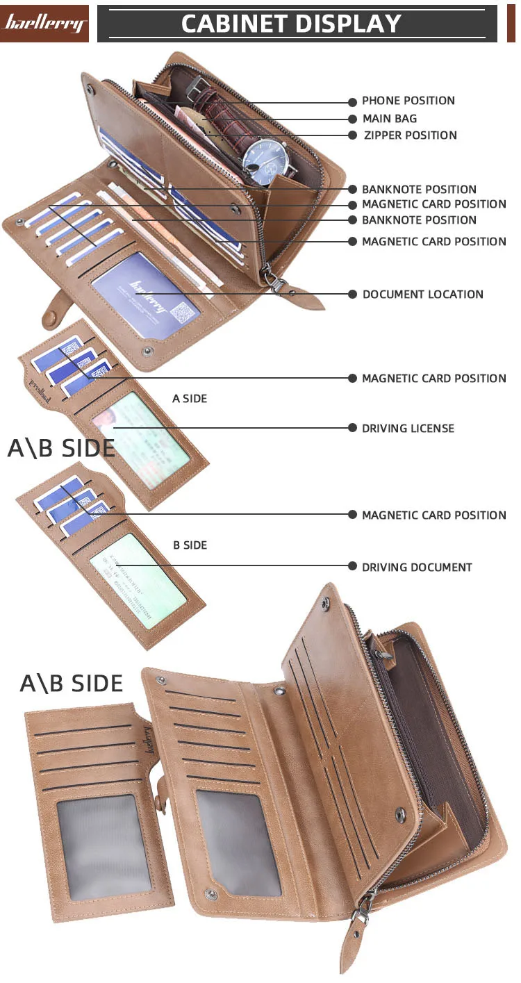 Мужской кошелек, кожаный роскошный бренд, кошельки на молнии, длинный мужской кошелек, мужской клатч, деловой кошелек, держатель для карт