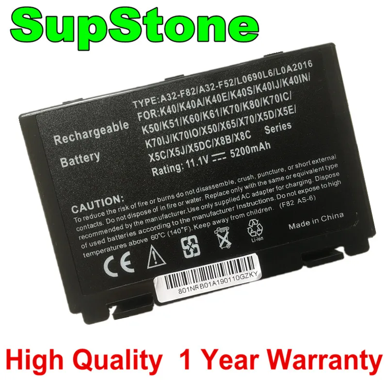 

SupStone New A32-F82 laptop battery for Asus A32-F52 L0690L6 L0A2016 K40 K40A K40E K40S K40IJ K40IN K50 K51 K60 K70 K80 X50 X65