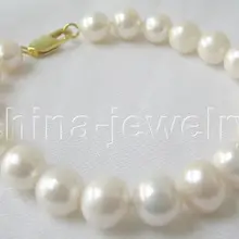 Красивая " 10 мм природных белый круглый пресной воды жемчужный браслет благородный стиль естественно прекрасно jewe быстрая