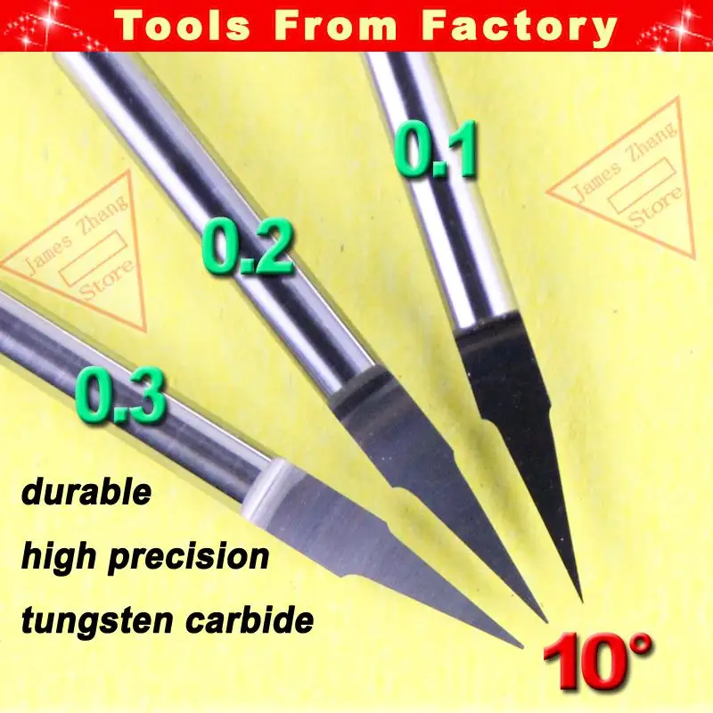 

10pc 3.175MM Shk 10deg 0.2mm Carbide CNC Router Tools wood router machine V Shape Engraving tool PCB Cutters Woodworking J3.1002