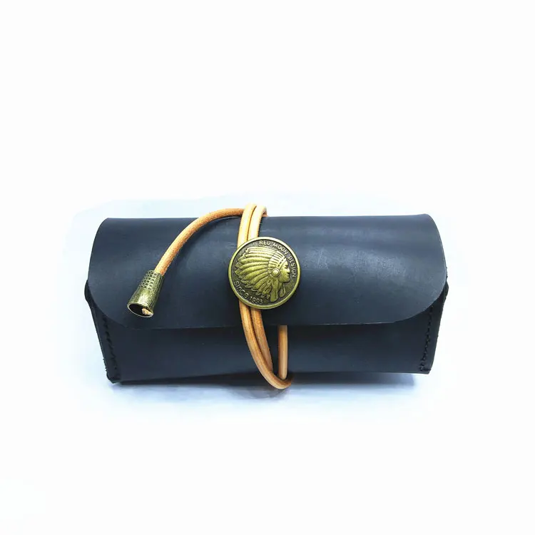 

14*6cm Pure Cowhide Portable Leather Tobacco Pouch Single Double Pipe Weed Tobacco Smoking Storage Girl tool kit Fashion Gifts